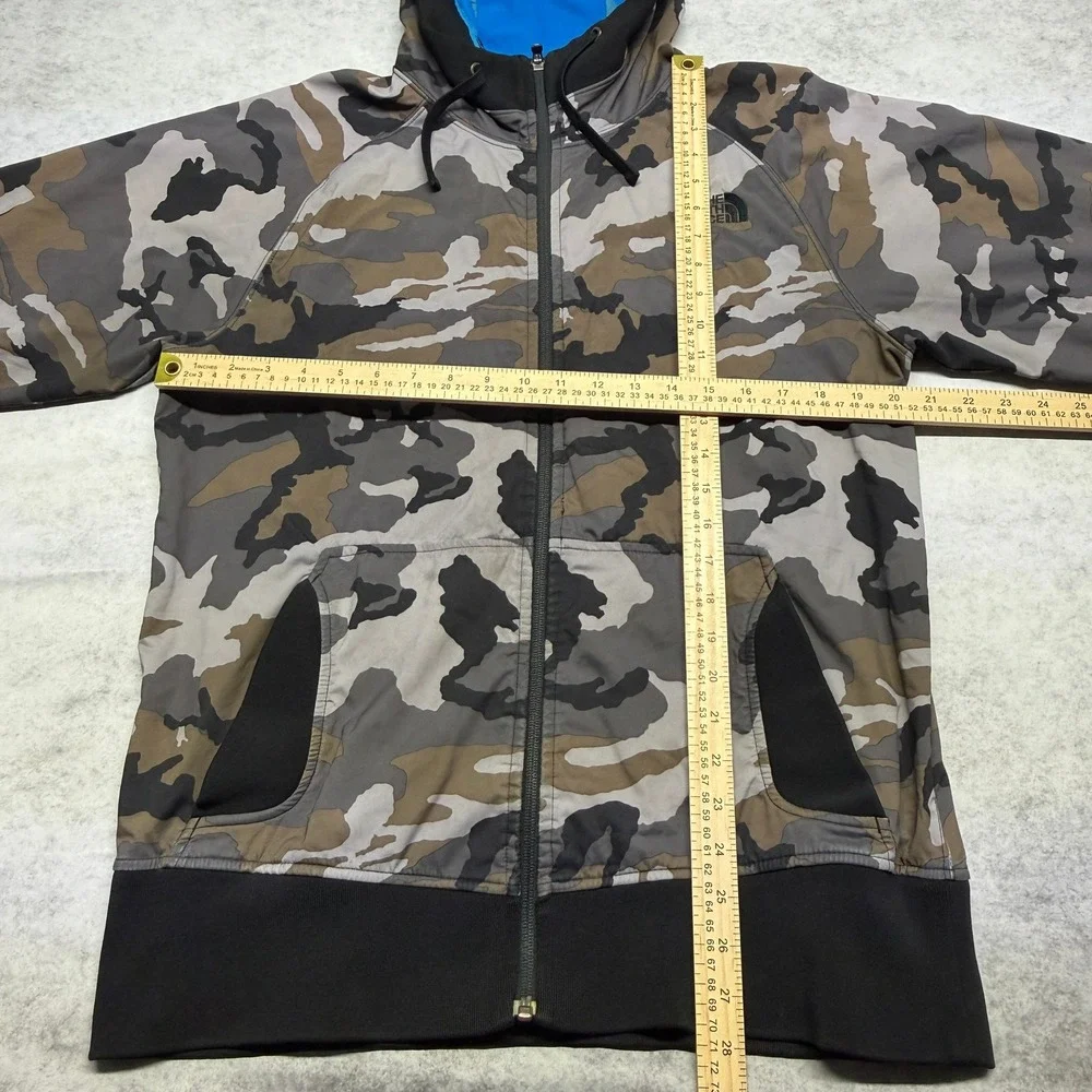 The North Face Mens Camo Full Zip Hoodie Grey Brown Blue Lining‎ Size M